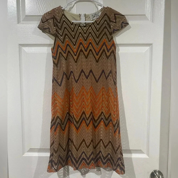 VaVa by Joy Han Size XS Vintage Boho Crocheted Cap Sleeve 70s Brown Tan Orange - Picture 1 of 13